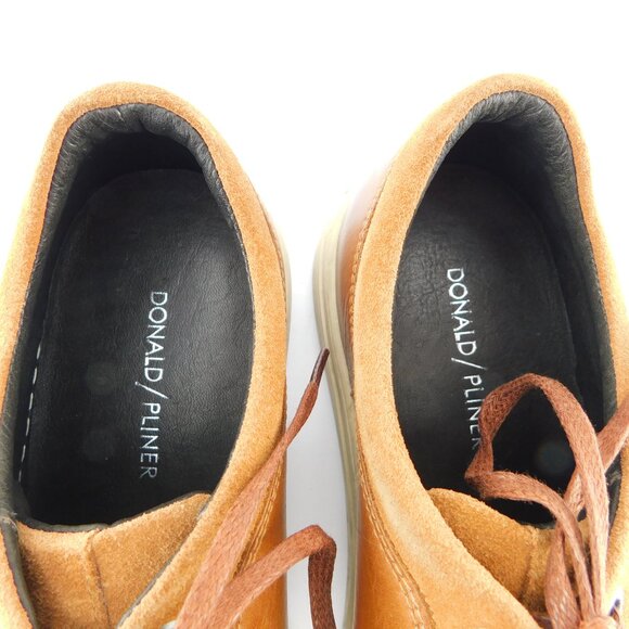 DONALD PLINER Brown Lace-up Leather Sneakers 9 - Picture 3 of 7